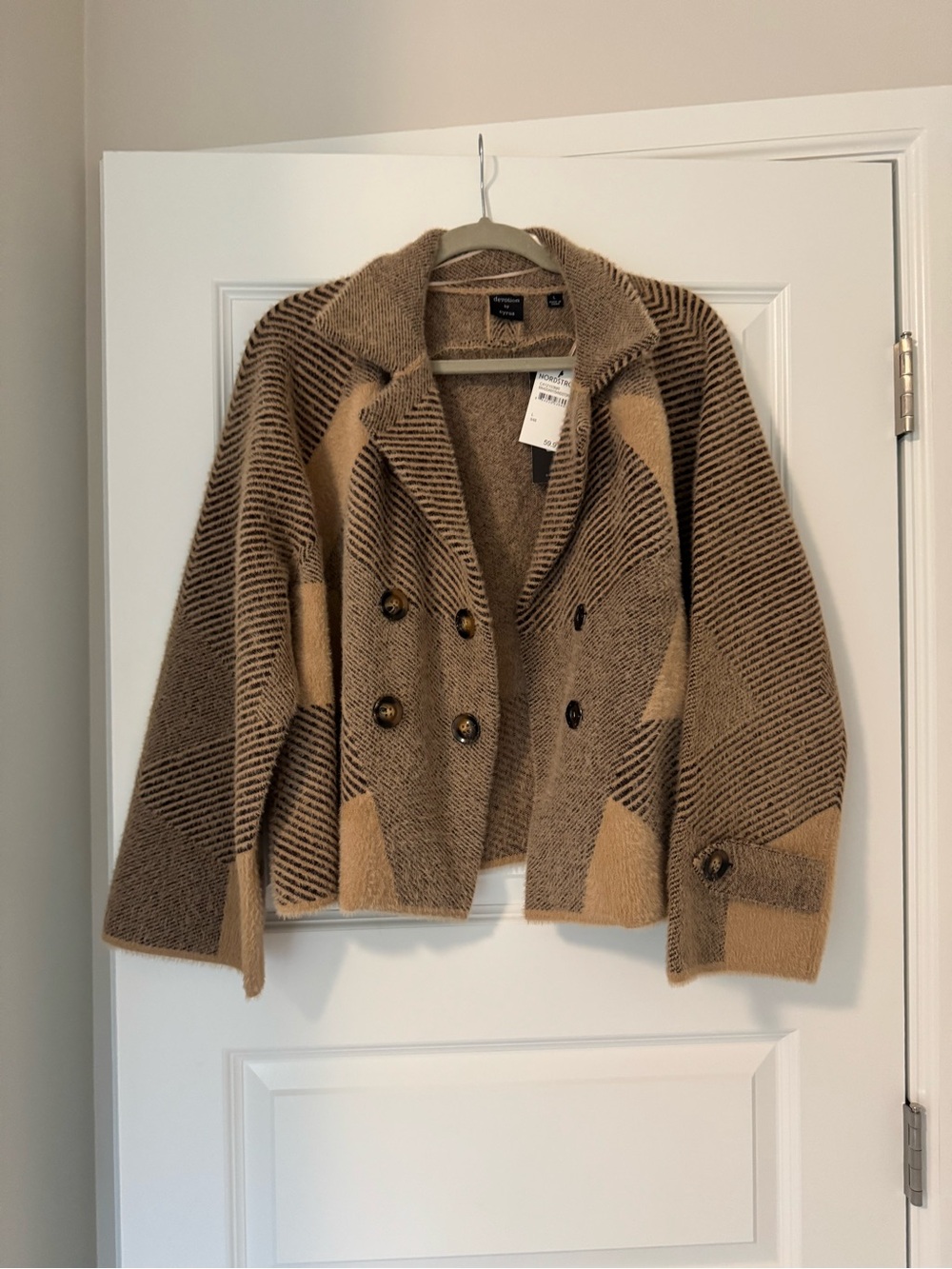 NWT Herringbone Double-Breasted Pea Coat
